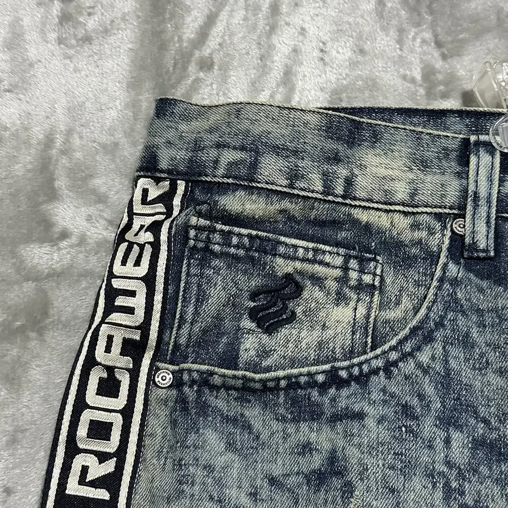 NWT Rocawear Baggy Denim Jean Shorts Mens Size 46 Blue Y2K Hip Hop Streetwear